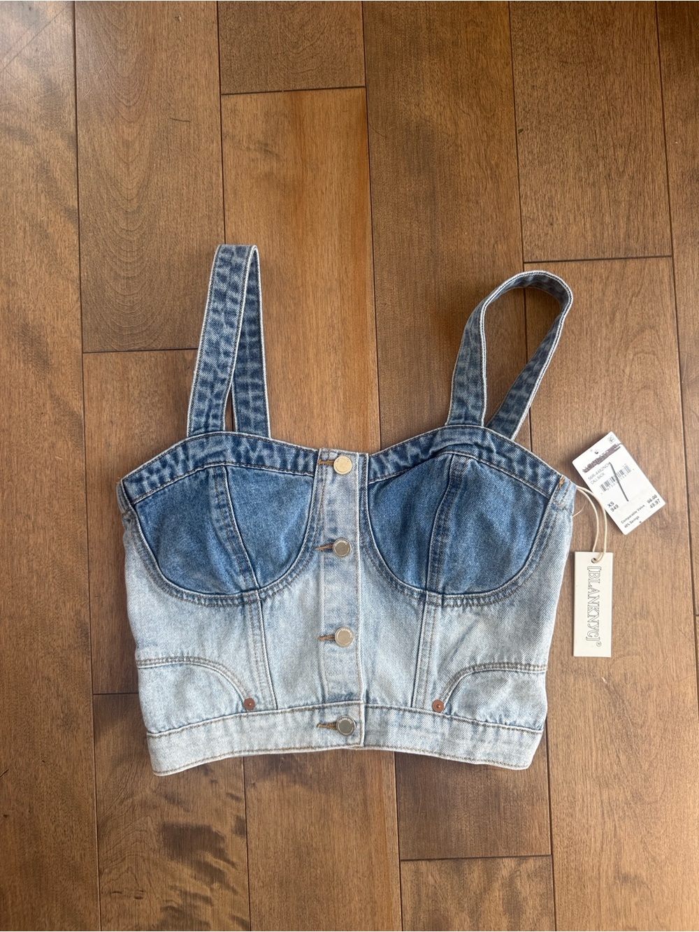 NWT BLANK NYC Call Back Denim Bustier tank top size XS